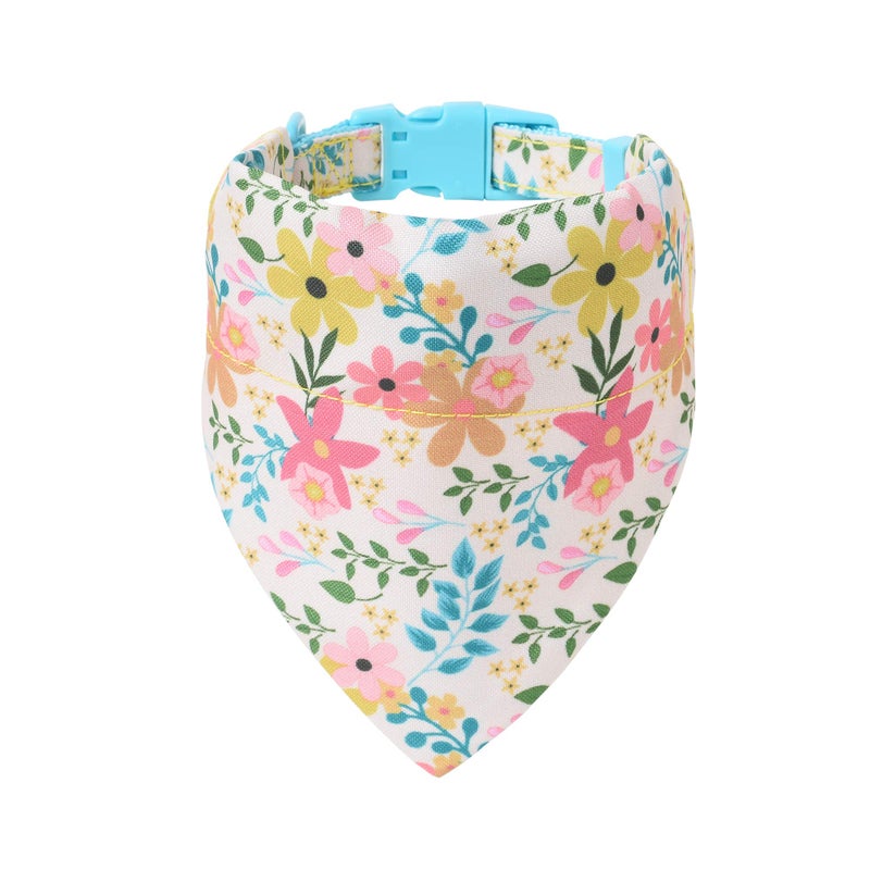 Mile High Life | Natural Wild Flower Collection | Soft Poly Cotton Fabric | Girl Dog Collars | Bandana Collar (Wild Flowers, Collar: X-Small Neck 9"-13" -20 Ib) - Image 1